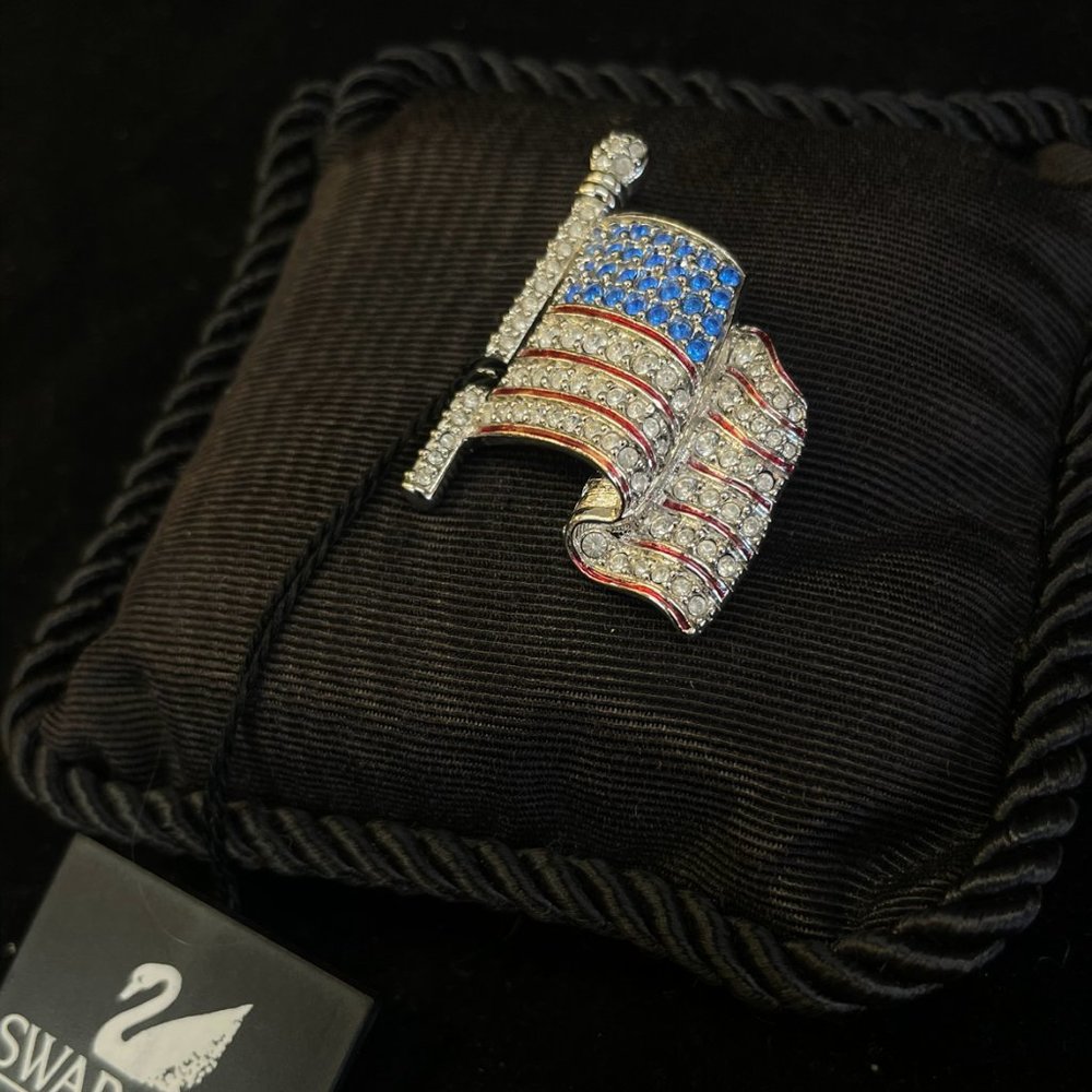 Swarovski Crystal Flag Pin